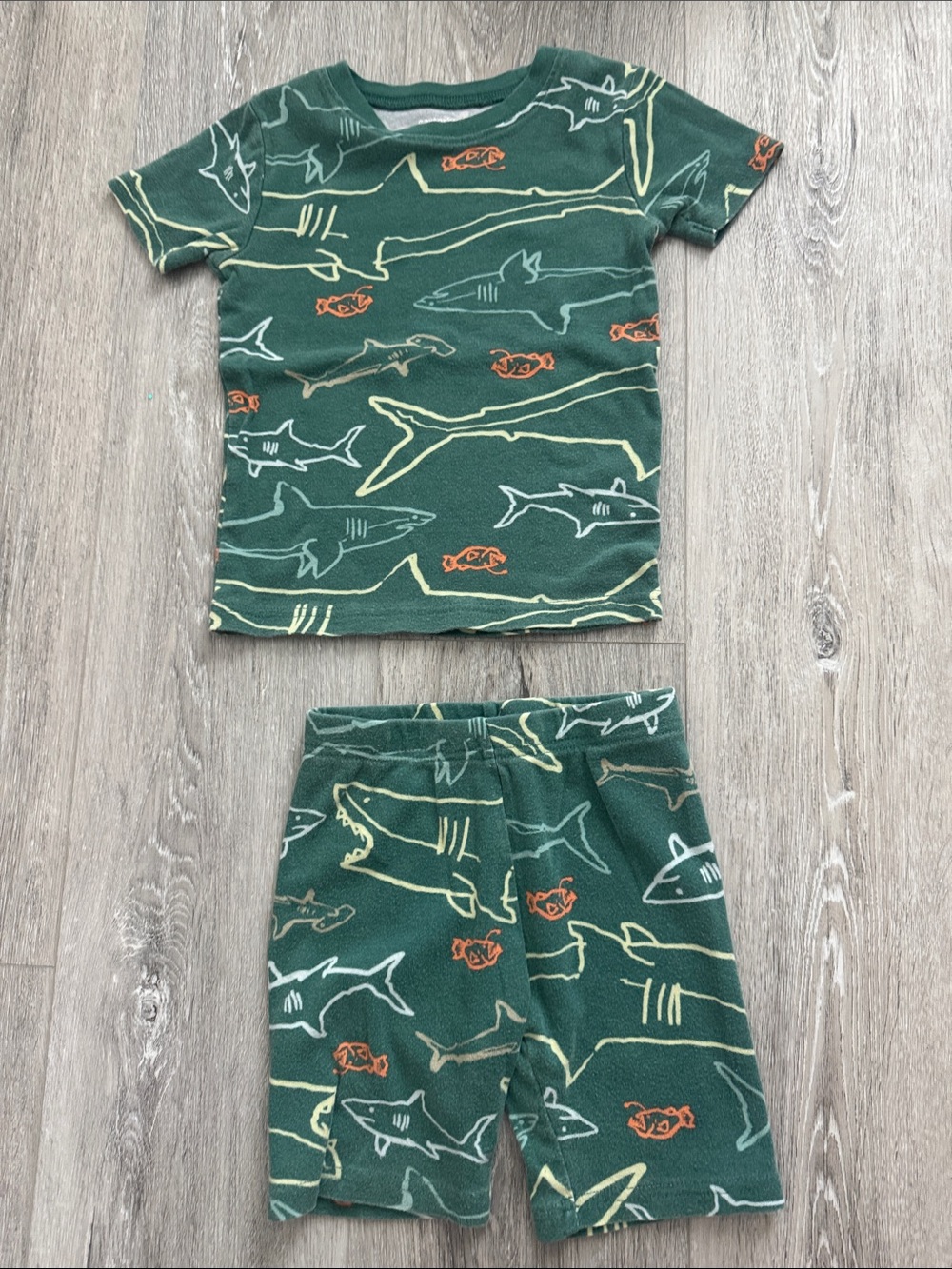 EUC Carter's Set of 2 Pajamas Sharks Short Set & Dinosaurs Pants Set Size 5 - Picture 6 of 14
